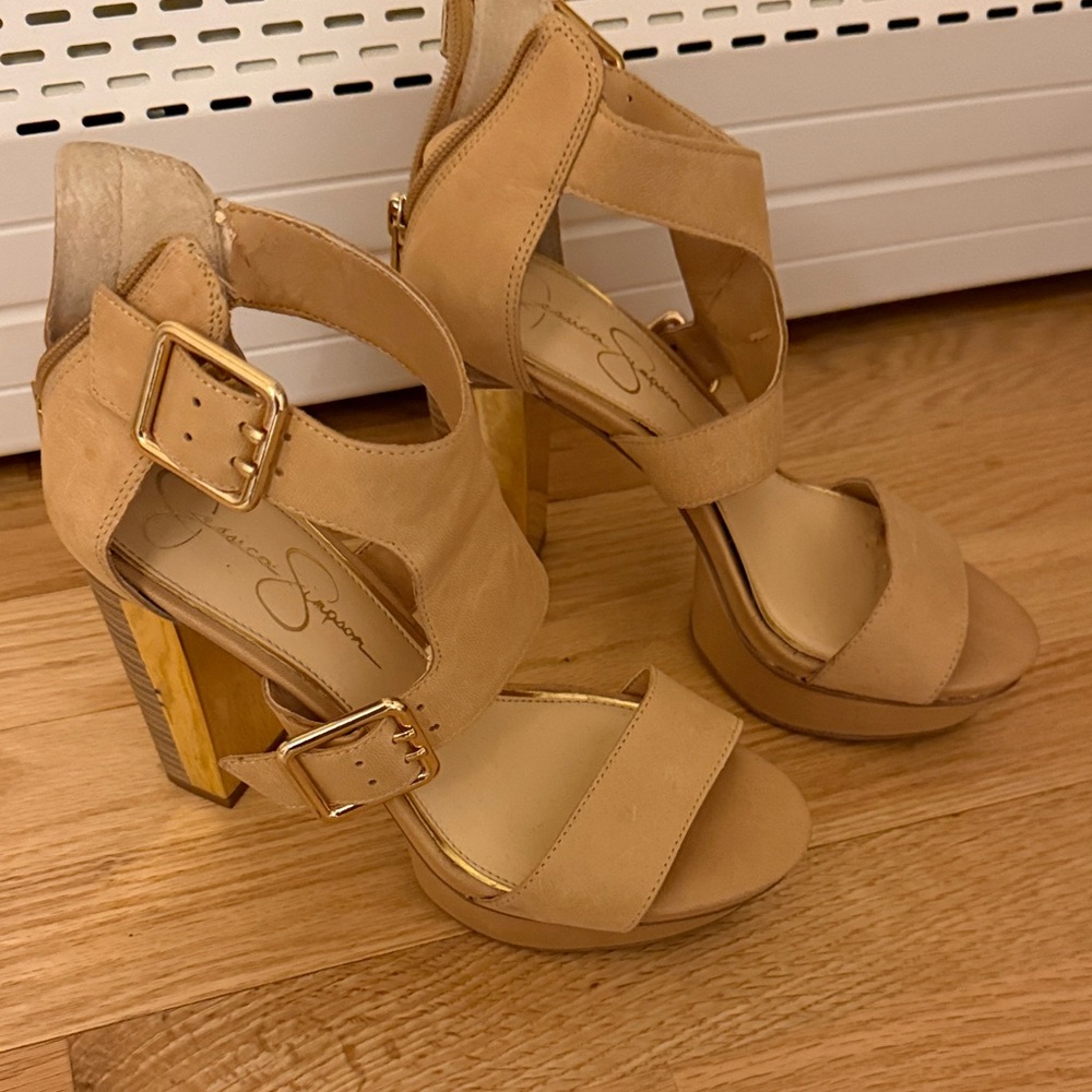 Jessica Simpson Beige Strappy Heels